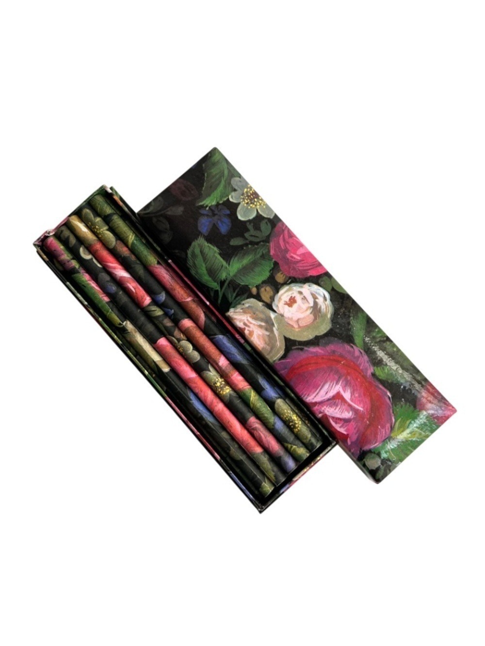 Nobel Set of Vintage Floral Wrapped Pencils in Decorative Box